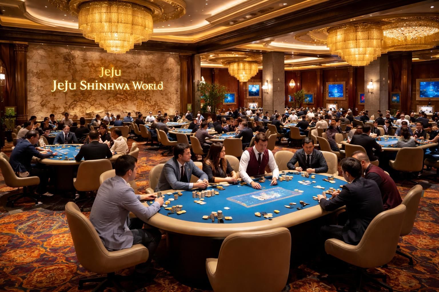 découvrez les jeux passionnants proposés à la salle de poker jeju shinhwa world à jeju, offrant une expérience unique pour les amateurs de poker et de jeux de casino.